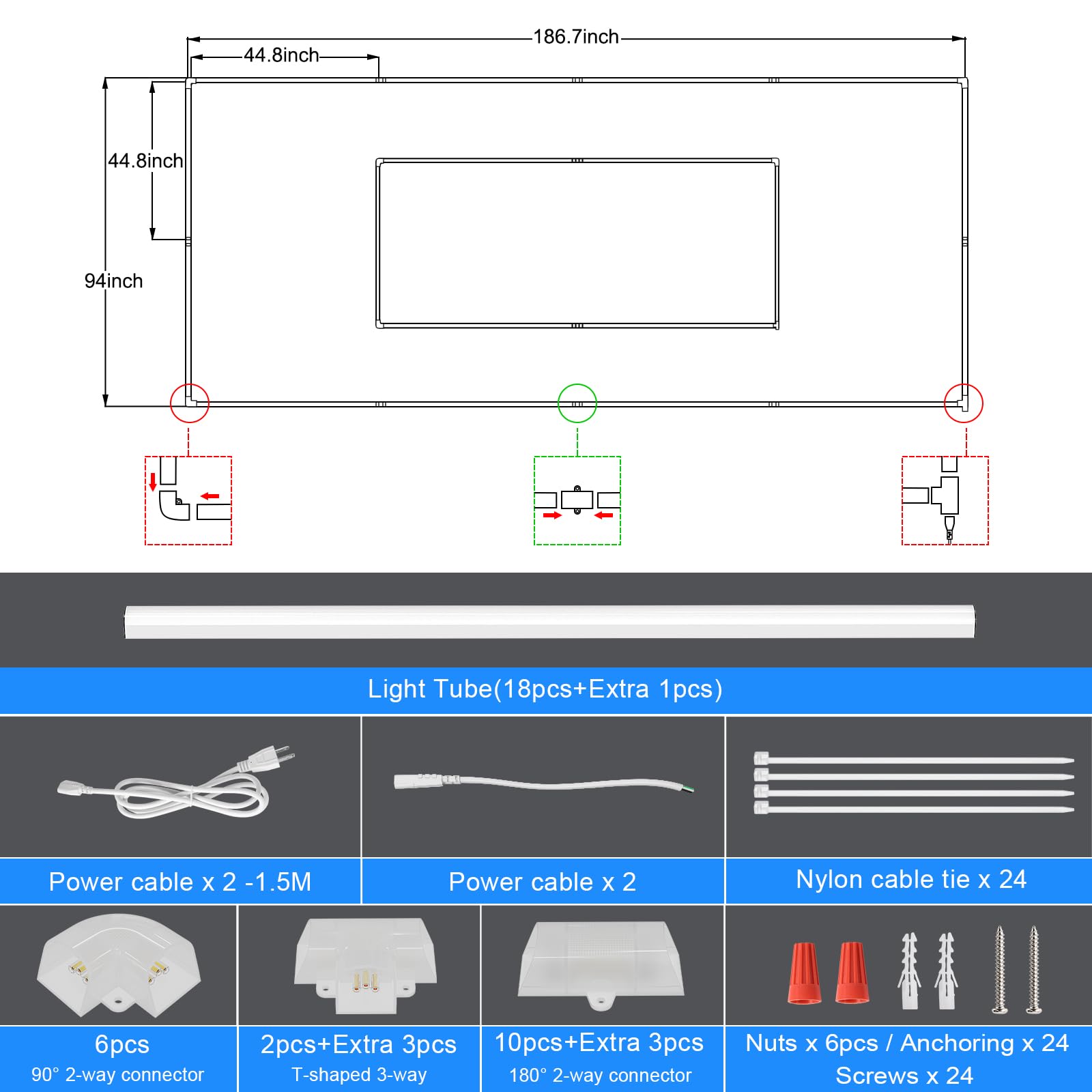 LZHOME LED Garage Light Fixture: High Brightness 39000LM LED Garage Ceiling Lights, Updated 46 inch Large Size Rectangle Light for Garage Shop Workshop Gym Car Detailing