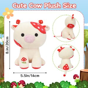 Bekrgwiy Cow Stuffed Animal,8 inch Mushroom Cow Plush Pillow,Mushroom Stuffed Animals Cow Plush,Cute Cow Plushie Doll Toys for Kids Boys Girls,Gift for Birthday,Christmas