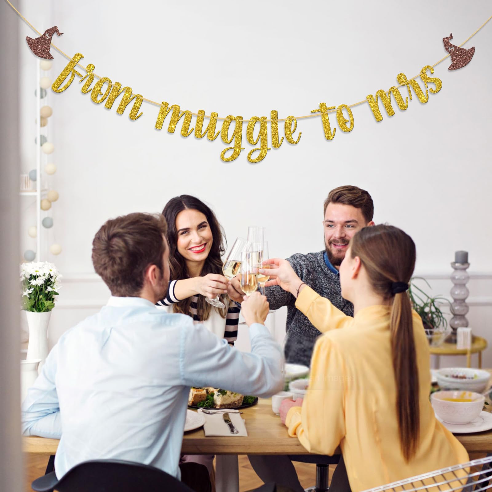 Dalaber from Muggle to Mrs Banner, Wizard Bridal Shower Decoration Wizard Wedding Engagement Bachelorette Party Supplies,Gold Glitter