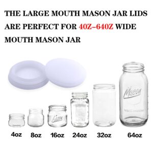 Wide Mouth Mason Jar Lids - Large Mouth Canning Lids Fit for All Wide Mouth Mason Jars,Food Grade Silicone Mason Jar Caps,Dishwasher Safe,Leak Proof Reusable Jar