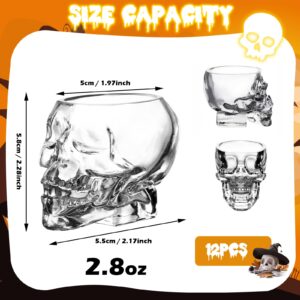 12 Pcs Halloween Skull Shot Glasses 2.8oz Skeleton Wine Glass Cocktail Glasses Halloween Skull Face Drinking Glasses For Whiskey Juice Skull Shooter Shot Glass Cups For Halloween, Bars (12, 2.8oz)