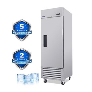 orikool 27"w commercial freezer upright, -10℉ ~ 10℉ stainless steel reach-in freezer with 23 cu.ft capacity, fan cooling single door freezer