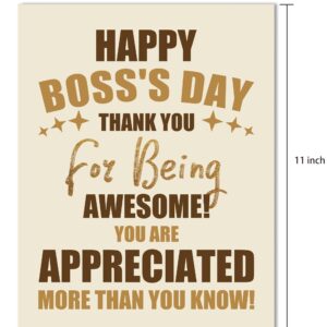 Jumbo Happy Boss’s Day Card for Boss Manager, Big Boss Thank You Card, Funny Oversize Appreciation Card from Team, Thank You for Being Awesome