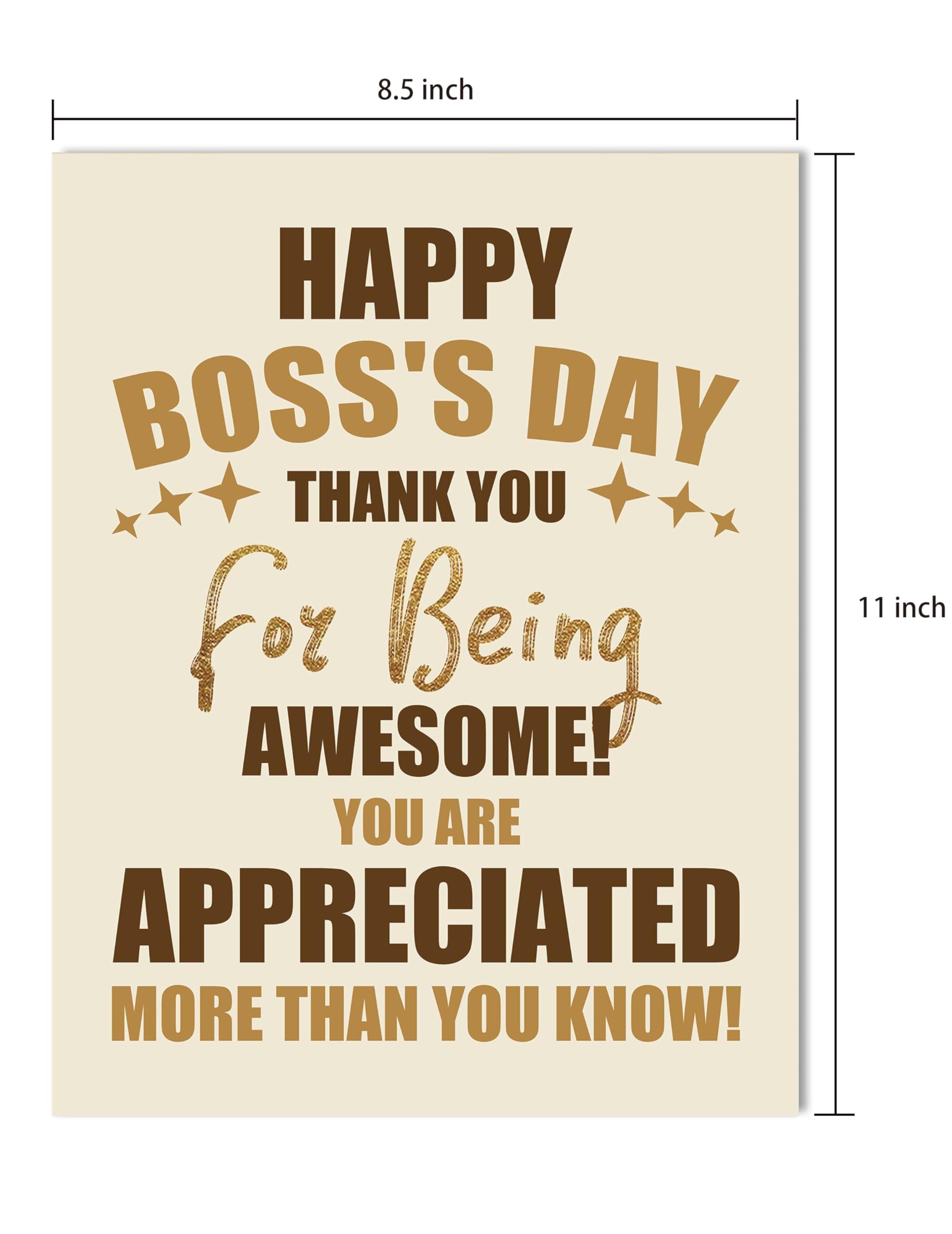 Jumbo Happy Boss’s Day Card for Boss Manager, Big Boss Thank You Card, Funny Oversize Appreciation Card from Team, Thank You for Being Awesome