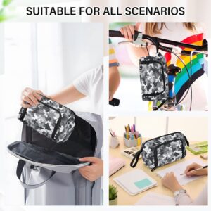 J JOYSAY Black White Classic Camo Pencil Case Large Capacity Pencil Pouch for Girls Boys Markers Storage Cute Pencil Case for Boys Travel