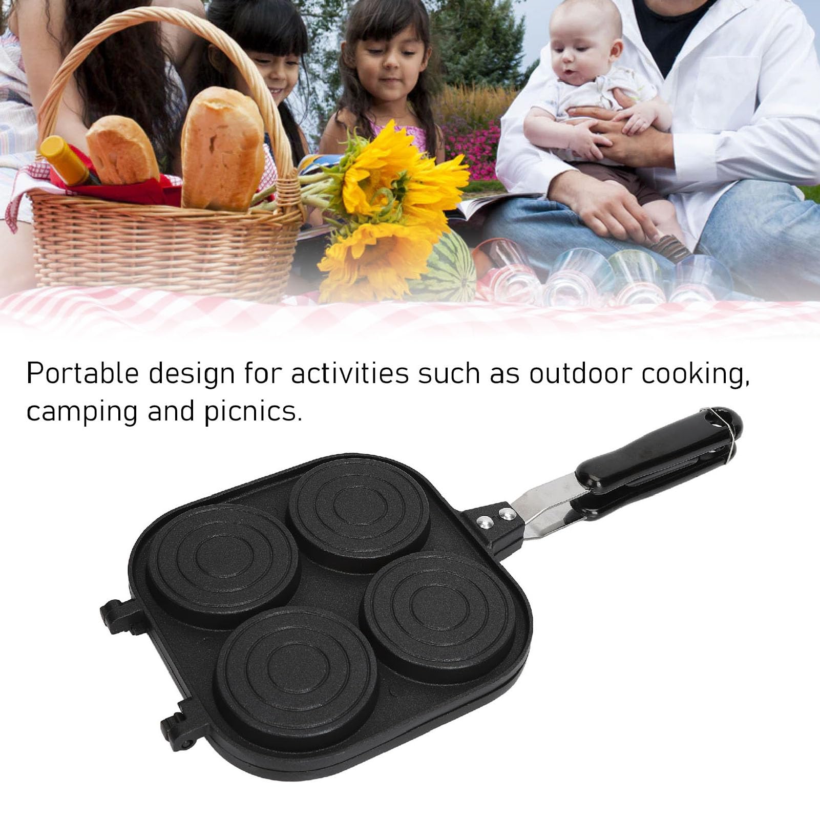 Yosoo Health Gear Double Side Pancake Pan 4 Cups Pancake Maker Pan, Sturdy Aluminum Alloy Omelet Pan Nonstick Double Sided Animal Pattern Pancake Pan for Eggs French Toast Omelette Crepes