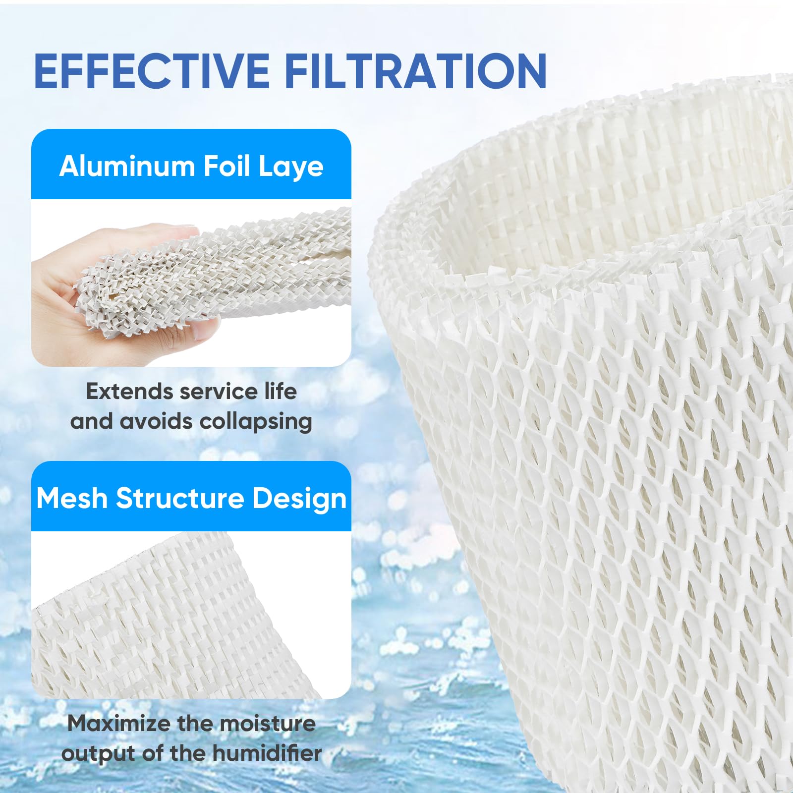 BIHARNT 6 Pack Humidifier Filters HAC-504 Replacement for Honeywell Humidifier Filter, Filter A Humidifier Filter Replacement for HCM300/350/600/700 Honeywell Humidifier, White