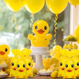 JarThenaAMCS 100Pcs Yellow Duck Cellophane Treat Bags with Twist Ties Cute Cartoon Duck Plastic Candy Goodie Bags for Summer Birthday Baby Shower Party Favors