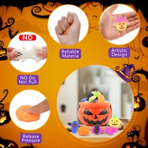 36PCS Halloween Mochi Squishy Toys with Pumpkin Bucket, WOXAFO Halloween Party Favors, Assorted Halloween Squeeze Gift Bulk Pumpkin Ghost Spider Squishies Toy for Kids