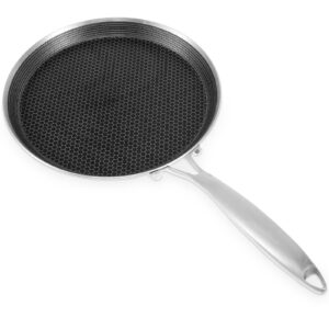 KHZSPP Crepe Pan Stainless Steel 10-inch with 1 Detachable Handle 2 Screws 1 Wrench 1-inch deep Nonstick Honeycomb Dosa Pan for Induction Cooker Gas Stove Ceramic(26cm (about 10 inches)