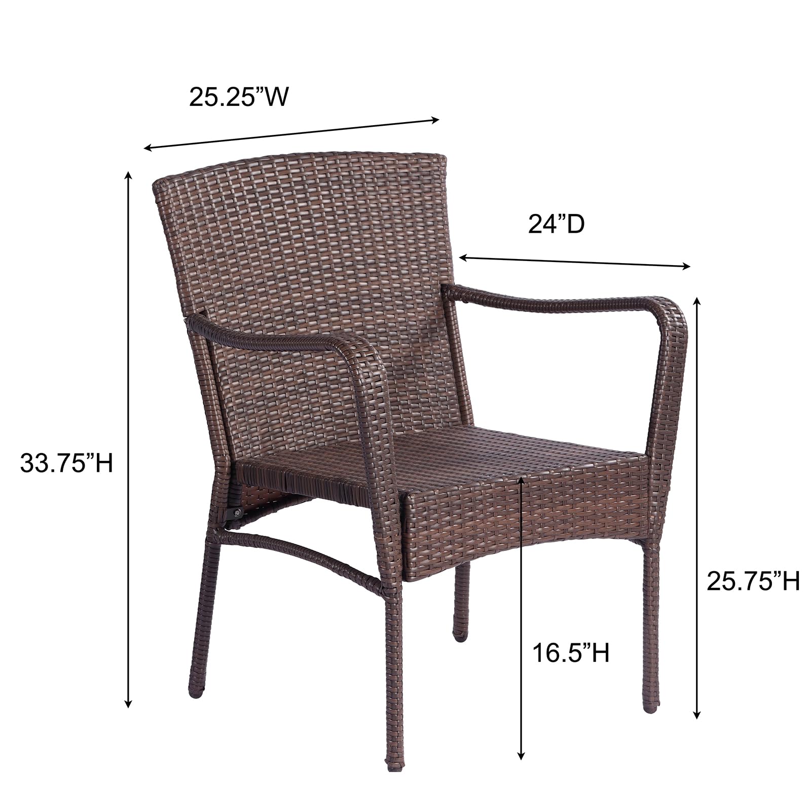 WIDELUCK 3 Pieces Furniture Outdoor Patio Conversation Bistro Set, Modern Bistro Rattan Chair Conversation Sets Seating Group Furniture with Coffee Table for Yard, Backyard (Basic Rattan Chair)