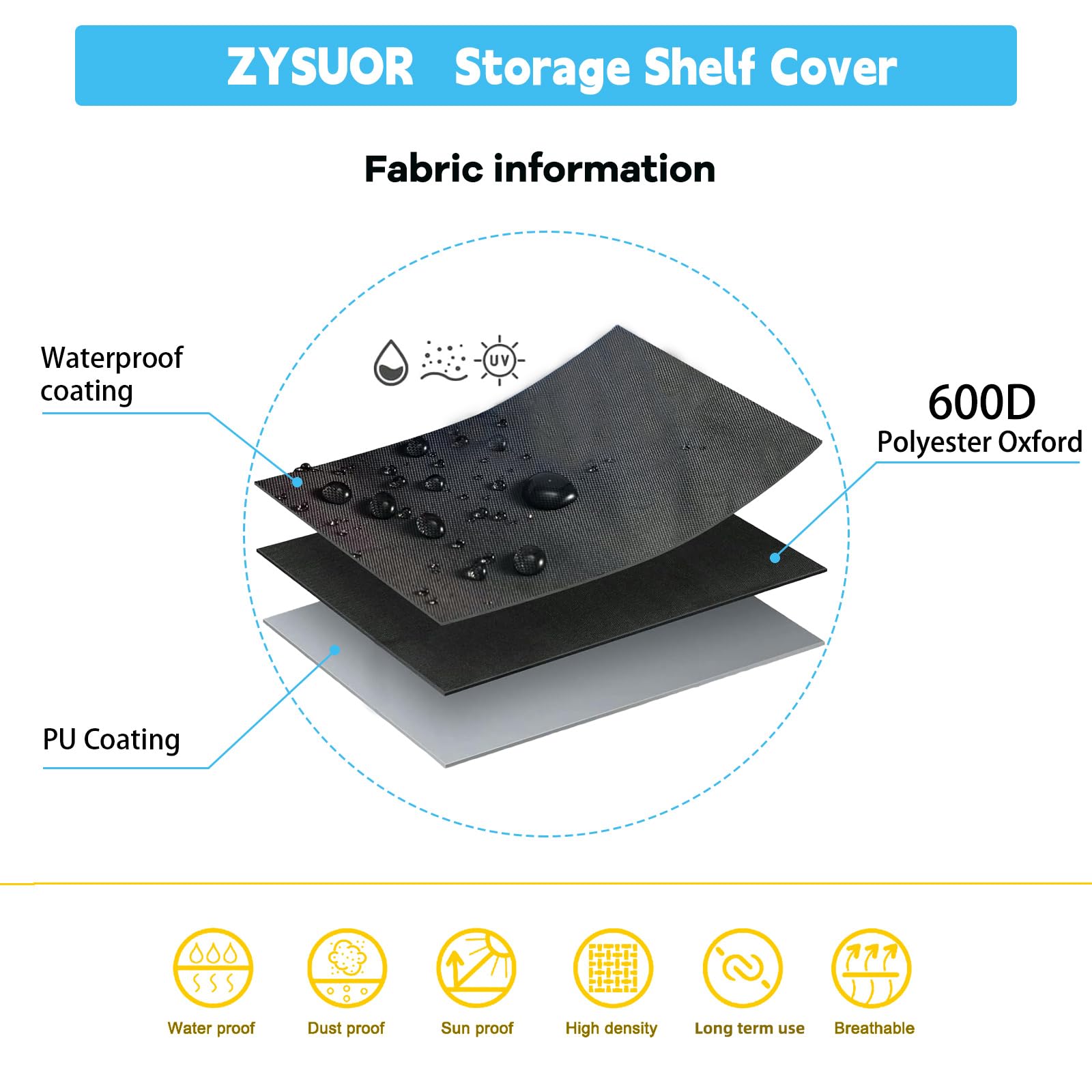 ZYSUOR Shelving Cover Wire Shelf Cover Rack Dust Cover,dustproof, Waterproof, Sunscreen, Front Transparent Panel Design for Easy Viewing, Suitable for 36" Wx18 Dx54 H (Cover only)