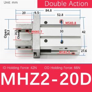 Pneumatic Finger Air Gripper Cylinder MHZL2-10D MHZ2-16D 6D 20D 25D 32D 40D Clamps Finger Cylinders 1Pcs(MHZ2-20D)