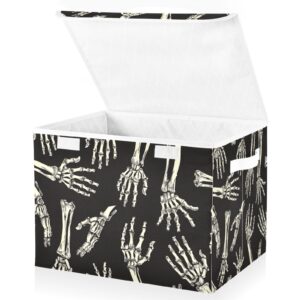 senya halloween baskets collapsible storage bins with lids, skeleton hands halloween storage boxes clothes baskets for organizing