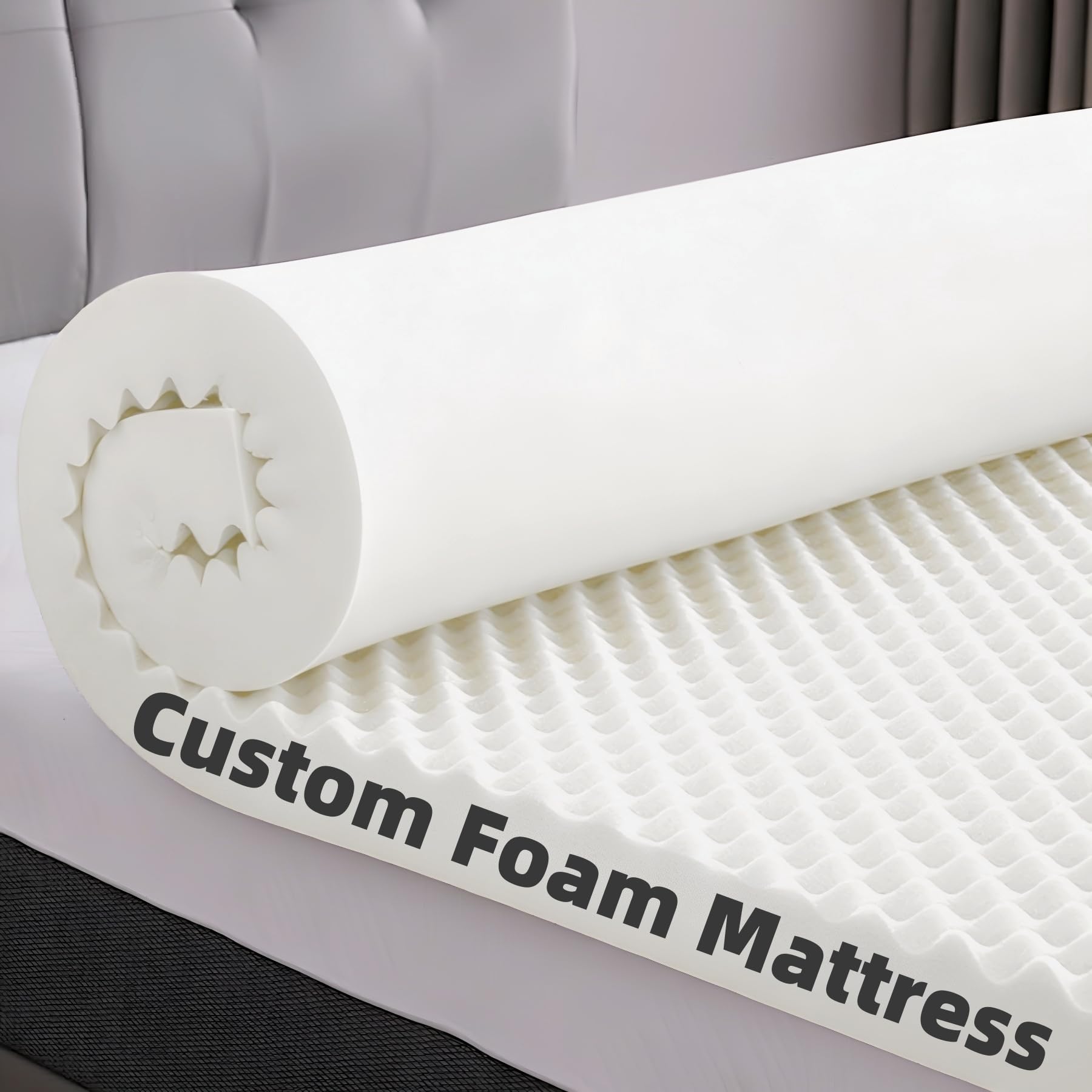 SINCERE Custom 2"-3 in-4 inch Foam Mattress Topper, Cut to Twin Full Queen King Size Bed Topper, Soft Firm Mattress Pad for Sleeper Sofa Couch RV Chair Cushion Pillow Top, Soundproof Foam Sponge