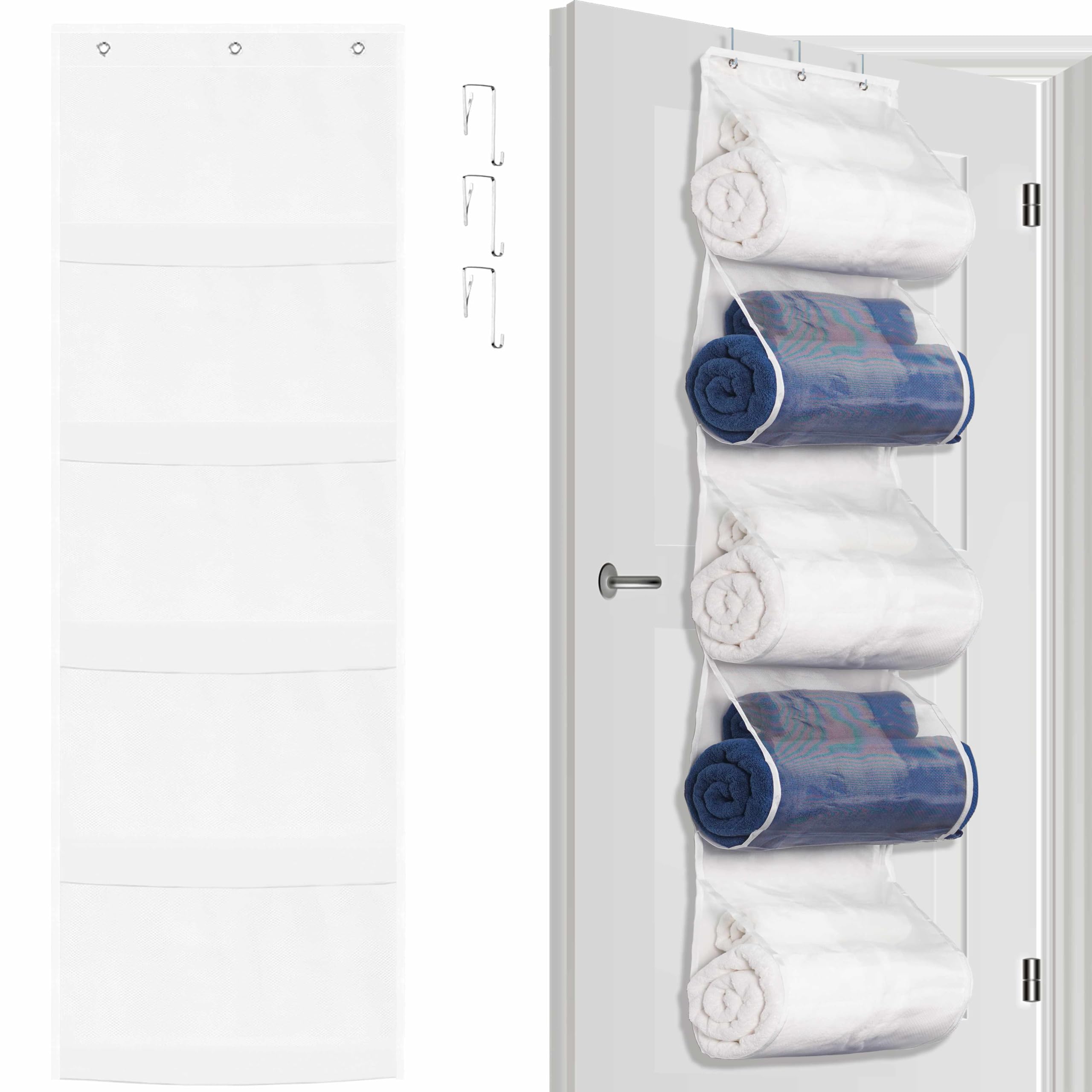 Over Door Towel Organizer for Bathroom, Soft Towel Holder Racks Good for Small Space