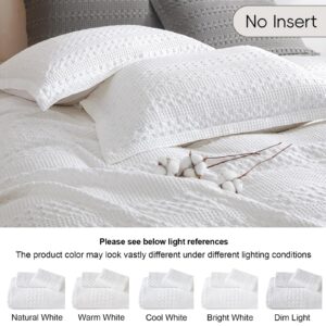 PHF 100% Cotton Waffle Duvet Cover Queen Size, Soft Breathable Cotton Bedding Duvet Cover Set for All Season, Waffle Weave Textured for Aesthetic Luxury Home Decor, 2 Pillow Shams, 90"x90", White