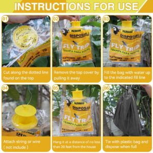 Fly Traps Outdoor, Disposable Hanging Fly Traps Bag, Upgraded 40g Bait