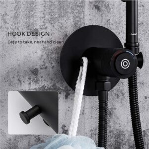 NBAAYIK Black Bidet Faucet, Hand Held Toilet Bidet Sprayer, Solid Brass Bidet Faucet Hygienic Shower, Hot Cold Water Mixer Tap, Toilet Faucet,Chrome (Black)