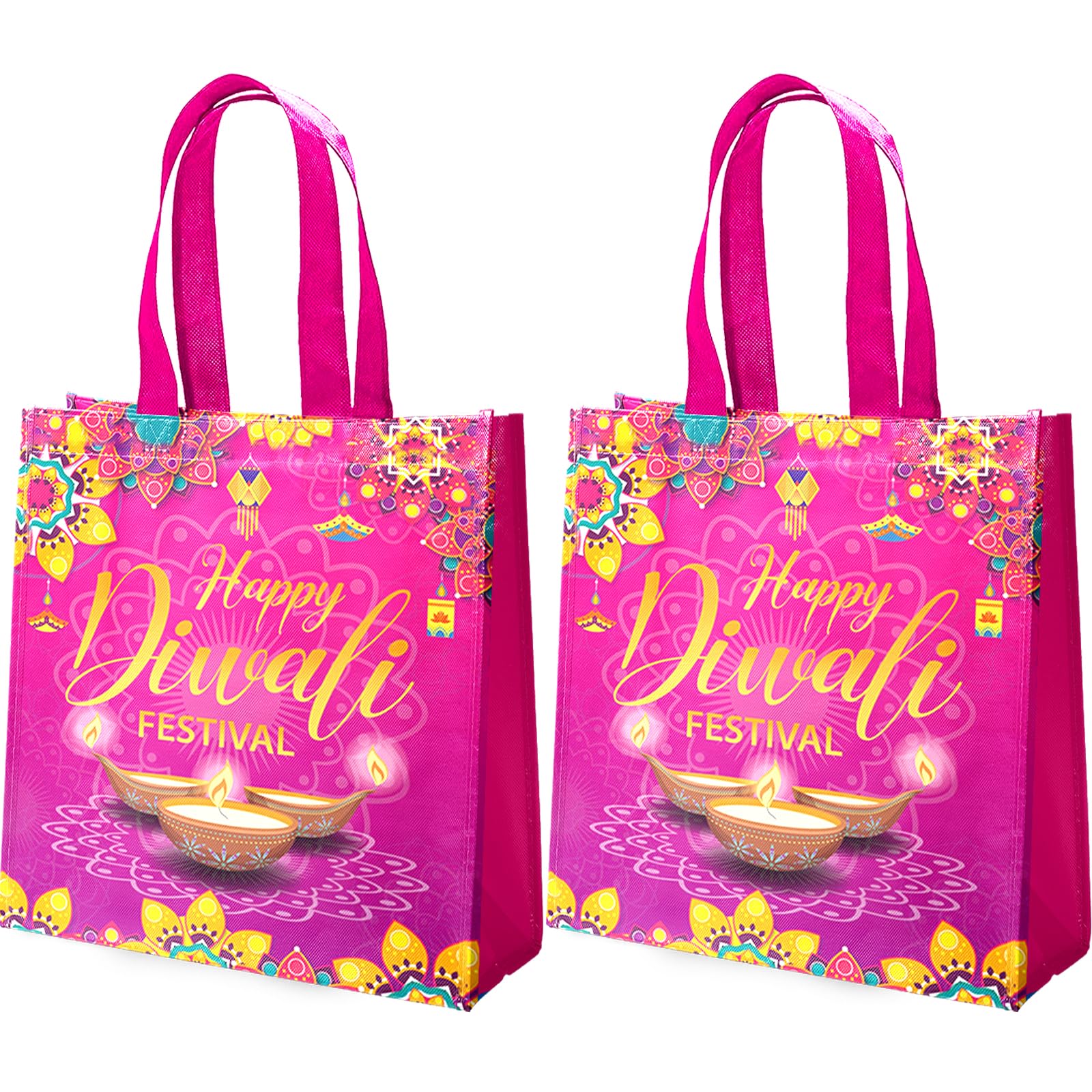 HABDJILTY 20PCS Diwali Gift Bags,Happy Diwali Non-woven Gift Bags with Handle Treat Bags for Indian Diwali Light Festival Party Decorations Favors.