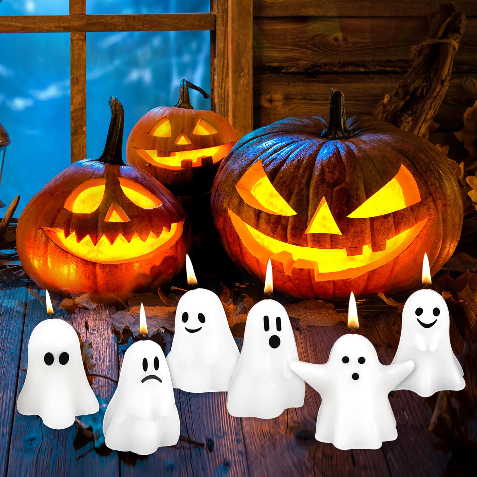 6 Pcs Halloween Ghost Candles,White Ghost Shape Cute Halloween Decor Candles for Home Halloween Party Bedroom Room Table Decorations