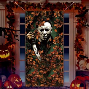 michael myers door cover scary creepy halloween photo backdrop halloween birthday party decorations and supplies for home