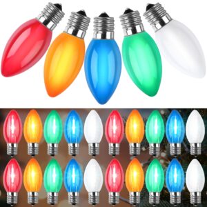 meonum 25 pack multicolor c9 led christmas light bulbs, waterproof e17 base led c9 bulbs, commercial grade c9 led outdoor christmas bulbs for christmas roof house c9 string lights