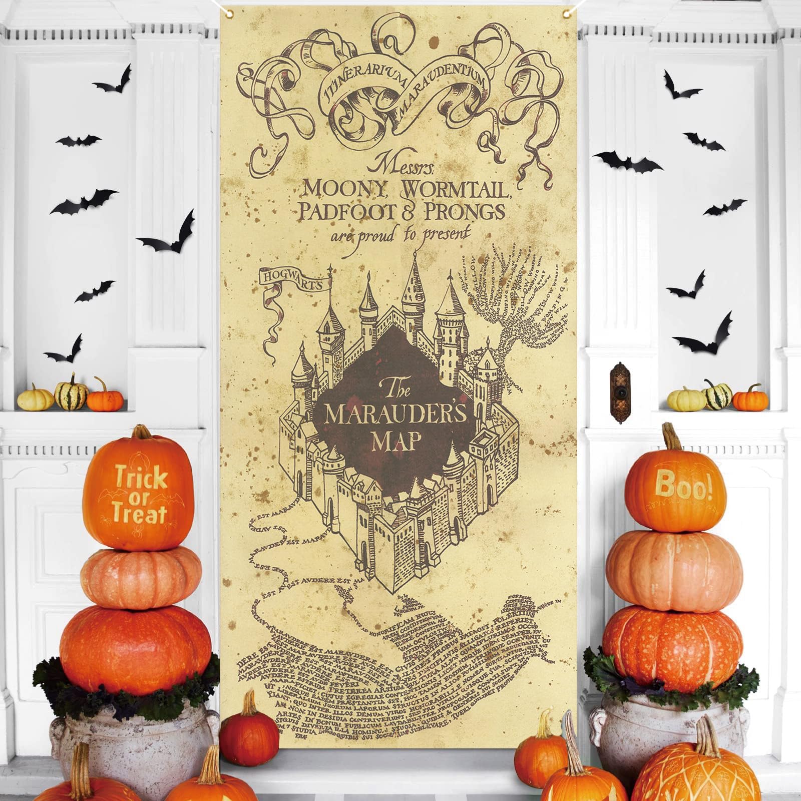 Magical Wizard Halloween Door Cover Hogwarts Porch Sign Banner Halloween Birthday Party Decorations and Supplies for Home