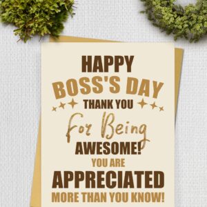 Jumbo Happy Boss’s Day Card for Boss Manager, Big Boss Thank You Card, Funny Oversize Appreciation Card from Team, Thank You for Being Awesome