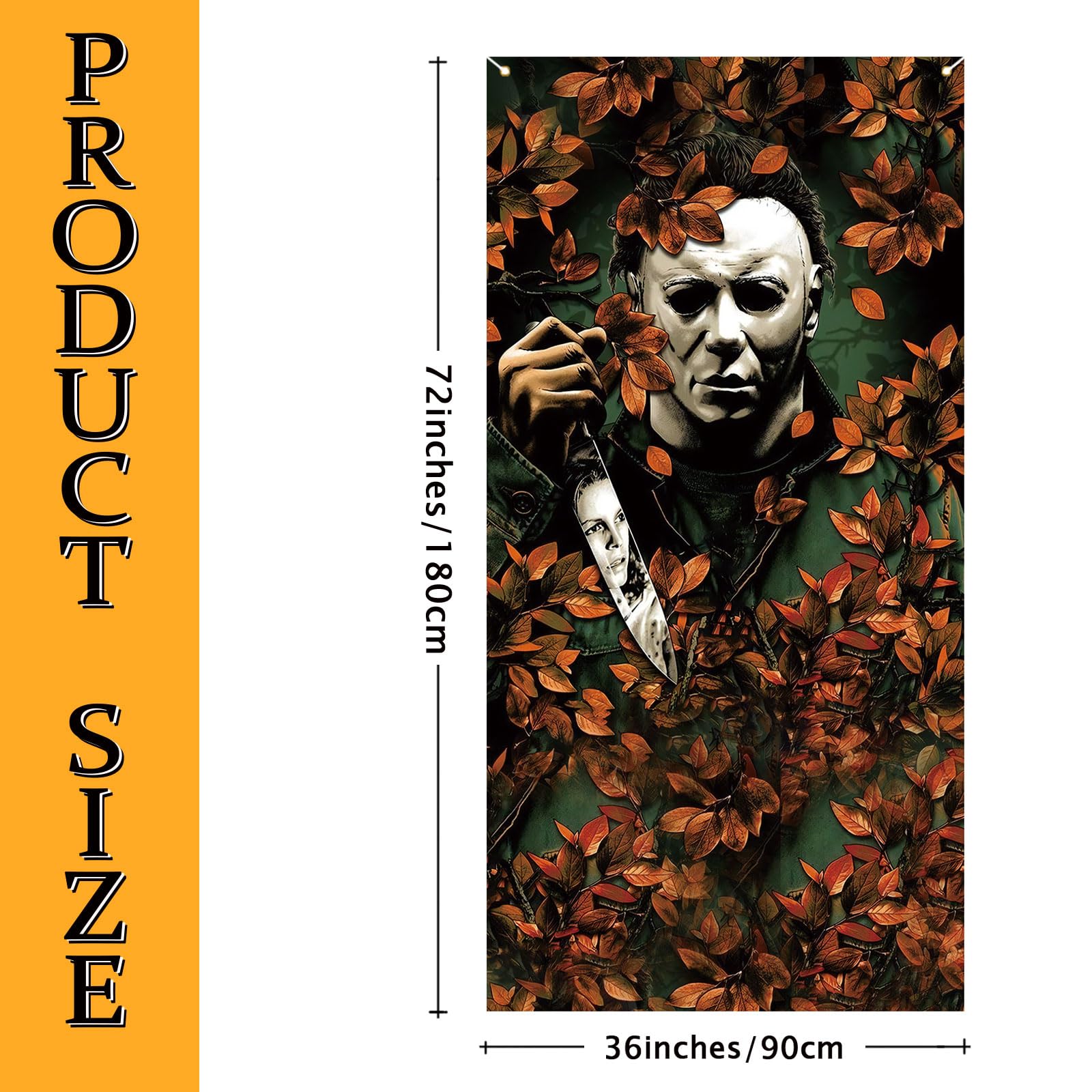 Michael Myers Door Cover Scary Creepy Halloween Photo Backdrop Halloween Birthday Party Decorations and Supplies for Home