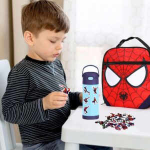 Yeeqoux Spider Lunch Bag with Stickers - 10 Inch Cartoon Superhero Insulated Lunchbox Stickers Large Capacity Waterproof Reusable Lunch Bag Back to School Birthday Gifts for Kids Boys Girls Adults