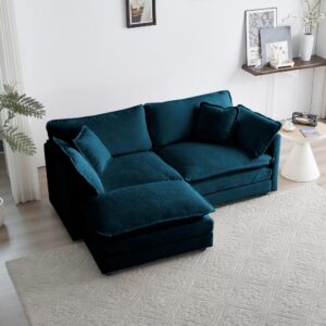 deep seat cloud loveseat sofa sectional couch with movable ottoman, 2 seater oversized l shaped corner sofa&couches, comfy chenille love seat for living room bedroom apartment office