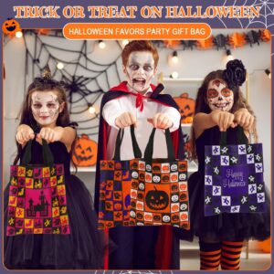 Ribbonlic 48 Pcs Halloween Treats Bags Halloween Tote Gift Bags Reusable Candy Goodie Bags for Halloween Party Favors(Creative Style)