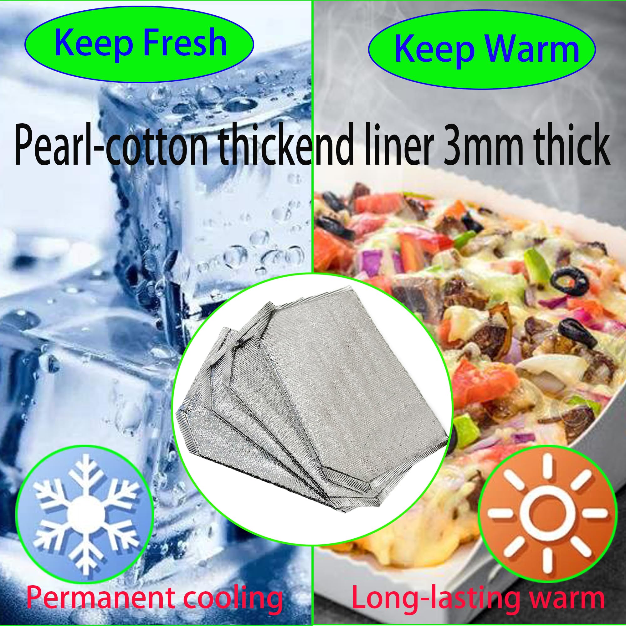 4 PACKS Reusable Insulation Bags Thermal Box Liners,14 x 9.2 x 13.2 in Foil Thermal Box Liners for Takeaway packing insulation， Lunch Box Shopping Bag Insulation Lining Waterproof Insulation Package