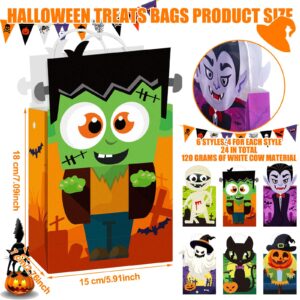 Lincia 24 Pcs Halloween Treat Bags Halloween Candy Bags Bulk Different Shaped Halloween Bags with Handle Wrap Bags for Trick or Treat Party Decor Holiday Birthday Party Favor Goodie Snack