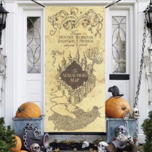 magical wizard halloween door cover hogwarts porch sign banner halloween birthday party decorations and supplies for home