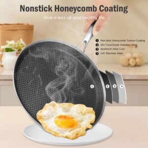 KHZSPP Crepe Pan Stainless Steel 10-inch with 1 Detachable Handle 2 Screws 1 Wrench 1-inch deep Nonstick Honeycomb Dosa Pan for Induction Cooker Gas Stove Ceramic(26cm (about 10 inches)