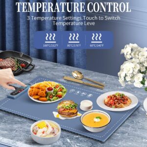 Food Warming Mat, Electric Warming Tray, Portable and Rollable, Premium Silicone Nano-Material, Fast Heating, 3 Temperature Settings & Auto Shut-Off for Buffet, Party, Thawing