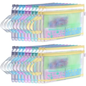 20 pack colored mesh zipper pouch bags,5 color，a4 double-layer nylon puzzle building block sets toy storage organization, mesh bags with zipper and handle for school office playroom storage