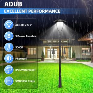 ADUB 150W 120W 90W LED Post Light 21,000 LM, DLC ETL Listed LED Post Light with Photocell 5000K, IP65 Lamp Post Light Outdoor Pole Fixture, Commercial Street Area Lighting for Parking lot Garden Yard