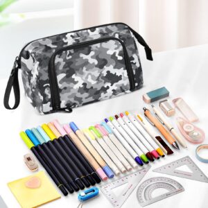 J JOYSAY Black White Classic Camo Pencil Case Large Capacity Pencil Pouch for Girls Boys Markers Storage Cute Pencil Case for Boys Travel