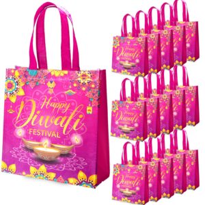 habdjilty 20pcs diwali gift bags,happy diwali non-woven gift bags with handle treat bags for indian diwali light festival party decorations favors.