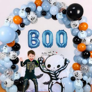 Halloween Baby Shower Decorations for Boy, Halloween Balloon Arch Blue with Cute Ghost-pattern Card For Halloween Theme Baby Shower Decorations Happy BOO Day Party Decorations