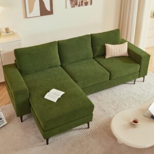 xizzi 97" convertible l shaped sectional sofa - 3 seat sofa couch with chaise lounge for living room,comfy oversized seat modern wide armrest sofa set for apartment office (green, left hand facing)