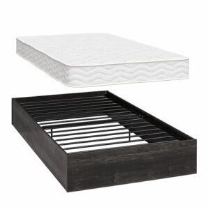 Signature Sleep Magnus Platform Bed Frame and Mattress Set, Twin, Black Oak