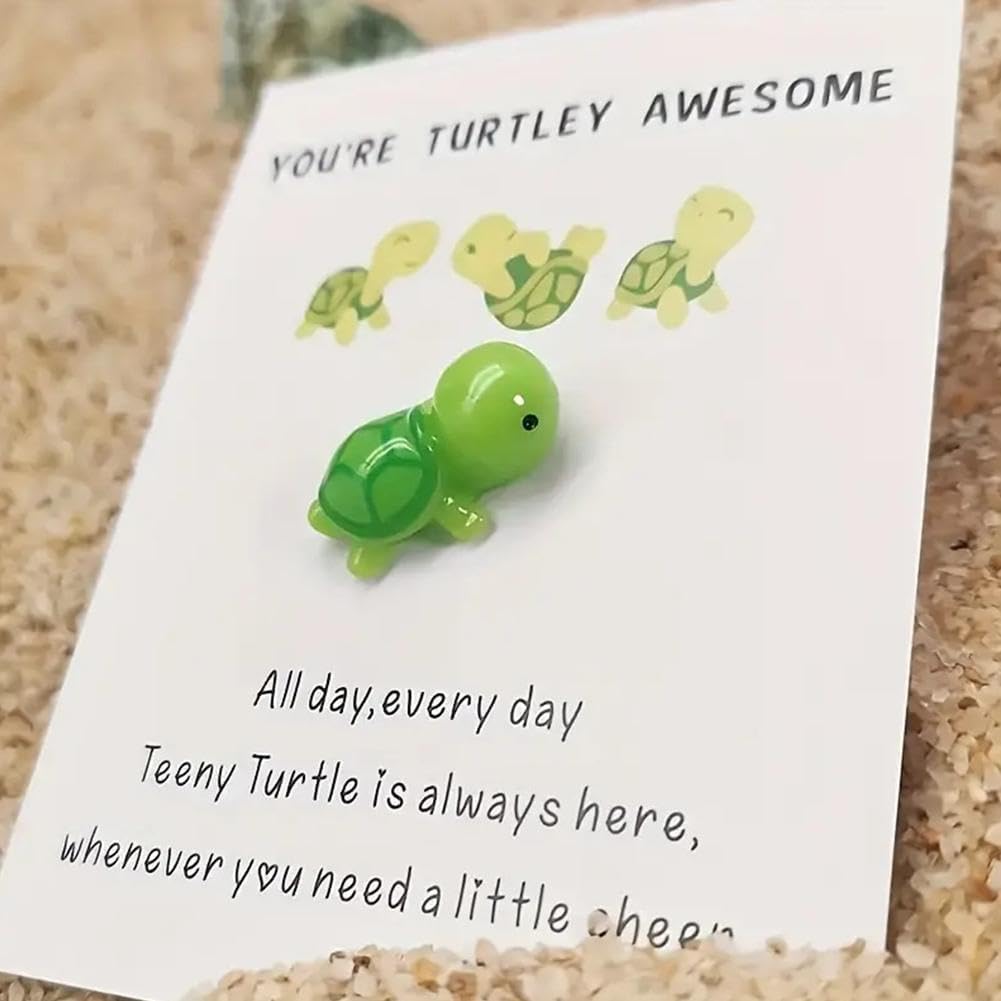 Mini Pocket Hug Turtle, You're Turtley Awesome Inspirational Gift with Card, Thank You Note Cards Greeting Card Mini Sea Turtle Figure Pocket Hug Gift for Friends and Family,Cards and Card Stock (Mix)