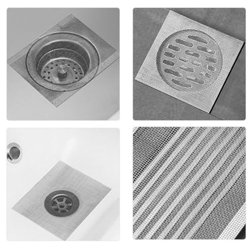 Disposable Shower Drain Cover,Disposable Shower Drain Hair Catcher,Cutable Mesh Shower Drain Cover,DIY Floor Drain Shower Drain Screen with Removal Tool,for Bathroom,Laundry,Bathtub,Kitchen,Sink