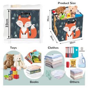 Clastyle 3 Pcs Animal Lion Kid Storage Cube Organizer Set Giraffe Fox Closet Clothes Cube Storage Bin Blue Nursery Toddler Toy Box Chest Raccoon Book Shelf Basket