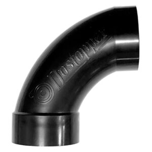 single patented dustopper high-flow 90-degree sweep elbow for 2-1/2" vacuum hoses, improves air flow of any system