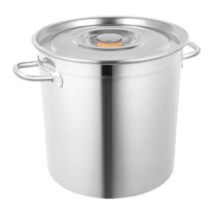 30 quart 35l commercial grade stockpot 201 stainless steel stockpot heavy-duty canning pot soup pot induction pot with lid and riveted handles for soup seafood stock canning silver